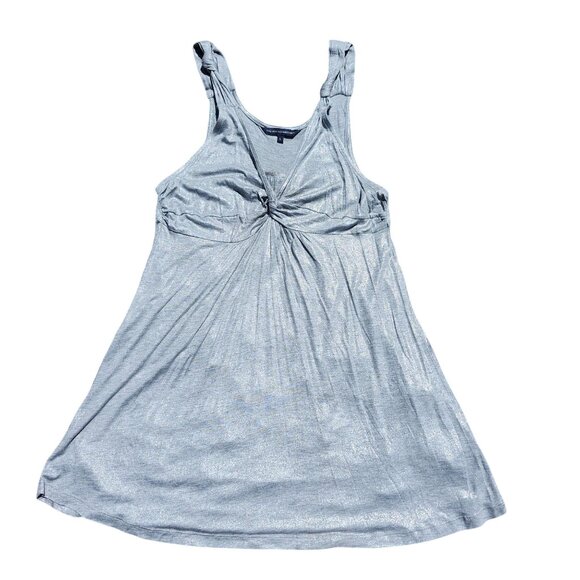 French Connection Dresses & Skirts - French Connection Women's Large Sleeveless Shimmery Silver Twist Front Dress
